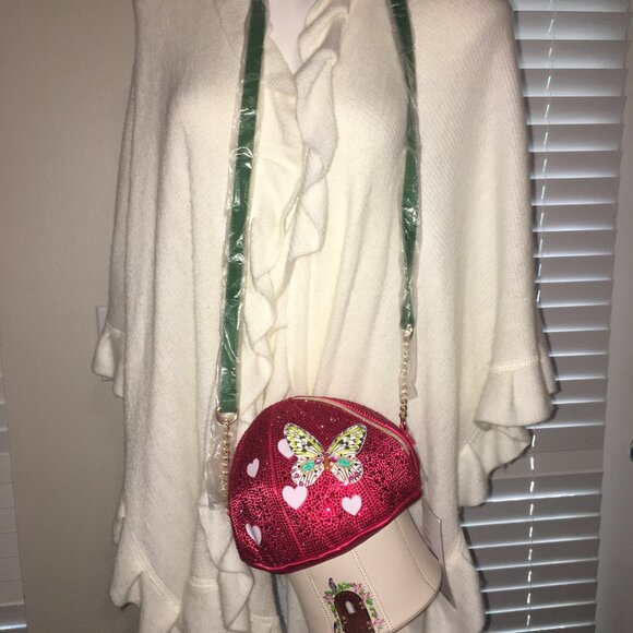 Betsey Johnson Mushroom Butterfly Crossbody Purse - New Mush - Picture 5 of 6